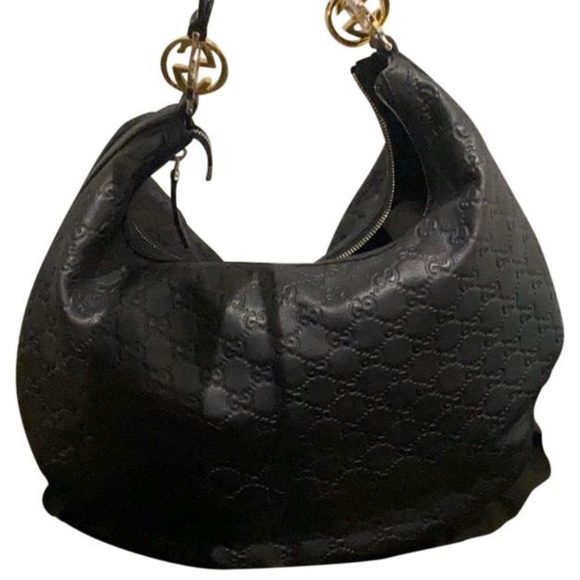 Gucci Handbags - Gucci Guccissima Black Leather GG Hobo Bag